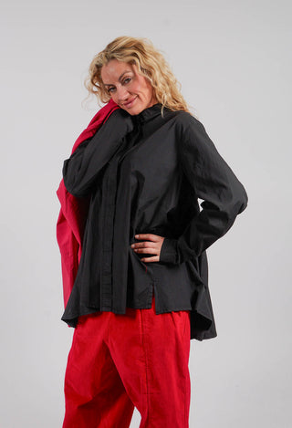 Cotton Shirt with Pleated Back in Black - 3350403