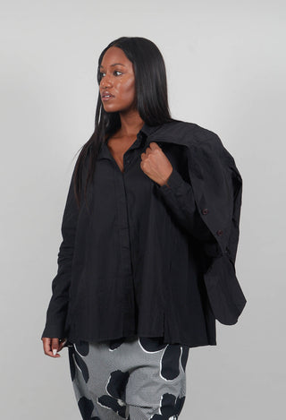 Cotton Shirt with Pleated Back in Black - 3350403