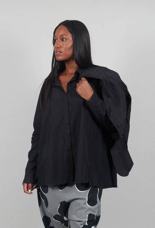 Cotton Shirt with Pleated Back in Black - 3350403
