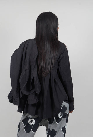 Cotton Shirt with Pleated Back in Black - 3350403