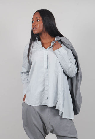 Cotton Shirt with Pleated Back in Light Grey - 3350403