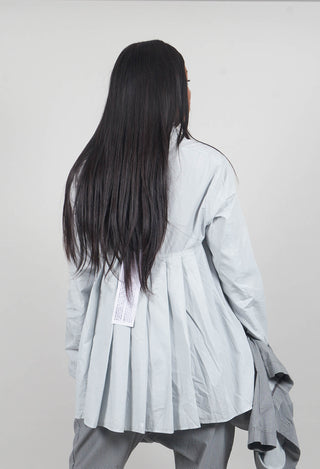 Cotton Shirt with Pleated Back in Light Grey - 3350403