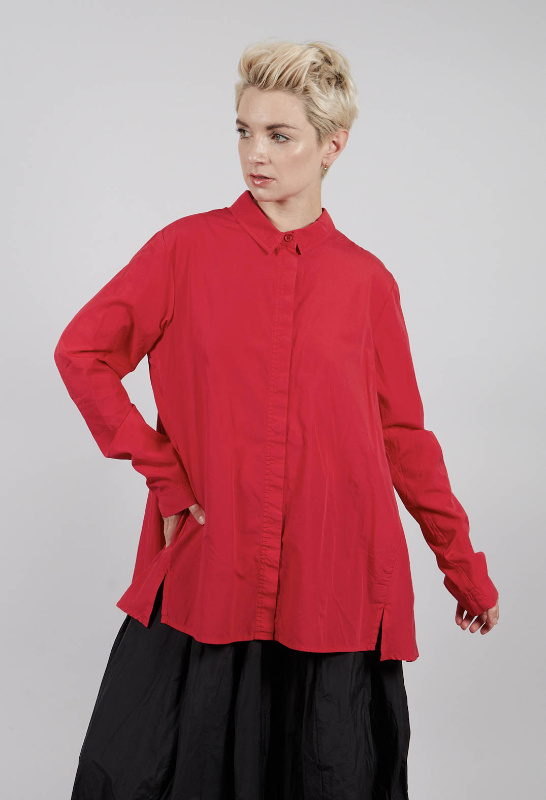 Cotton Shirt with Pleated Back in Rose - 3350403