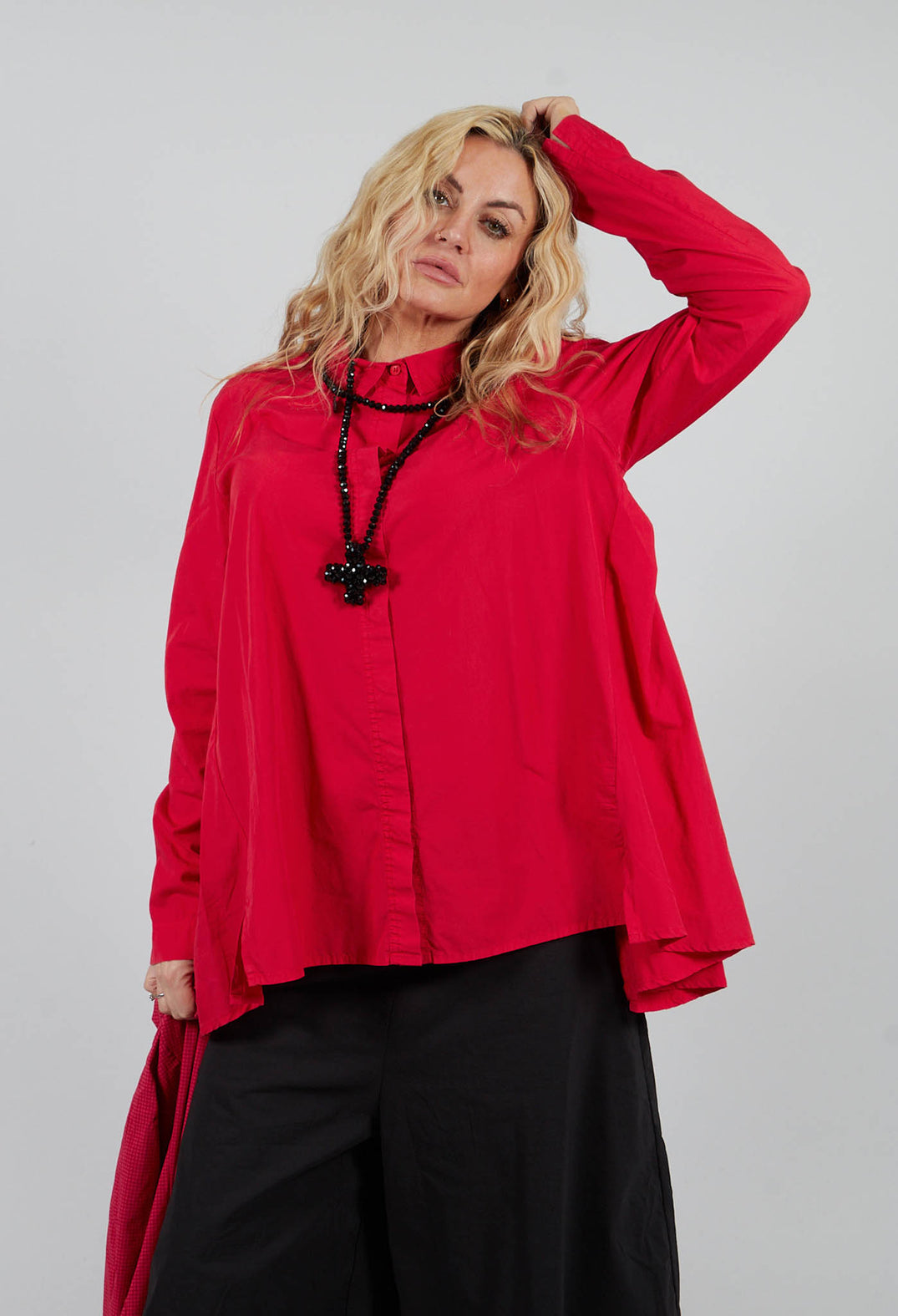 Cotton Shirt with Pleated Back in Rose - 3350403