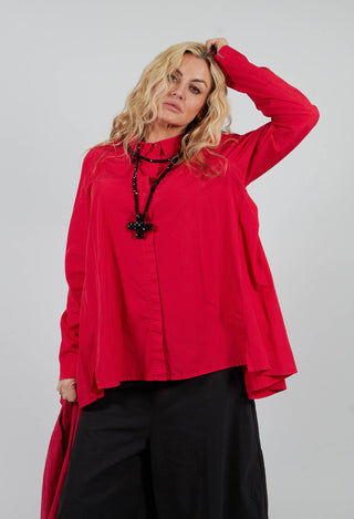 Cotton Shirt with Pleated Back in Rose - 3350403