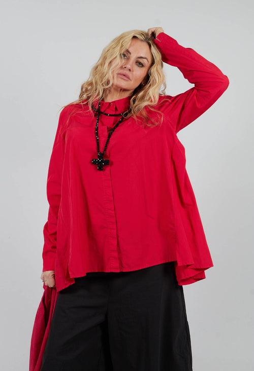 Cotton Shirt with Pleated Back in Rose - 3350403