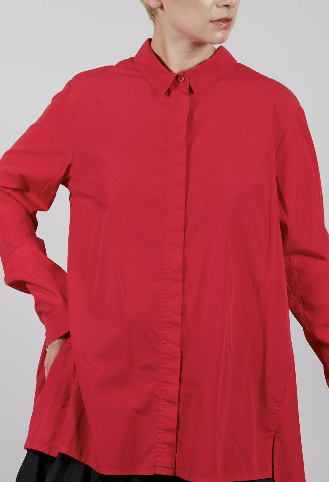 Cotton Shirt with Pleated Back in Rose - 3350403
