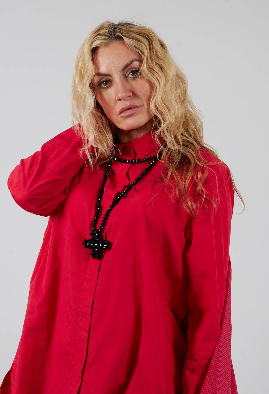 Cotton Shirt with Pleated Back in Rose - 3350403