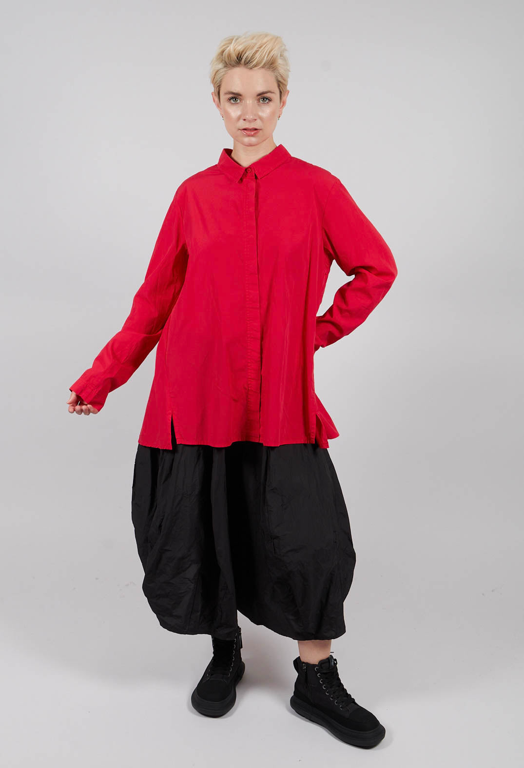 Cotton Shirt with Pleated Back in Rose - 3350403