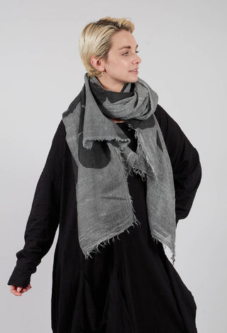 Lightweight Scarf with Raw Edges in Grey Print - 3361406
