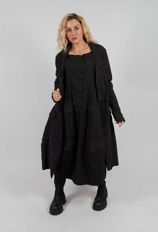 Tulip Hem Coat in Black Stripe - 3411202