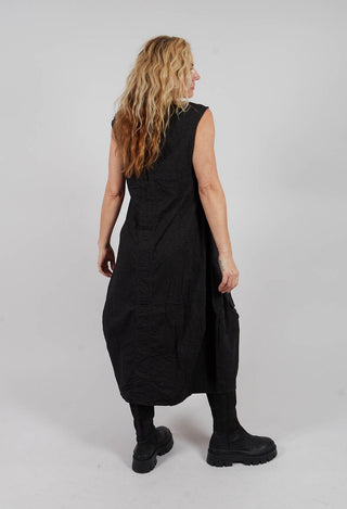Sleeveless Tulip Hem Dress in Black Stripe - 3410903