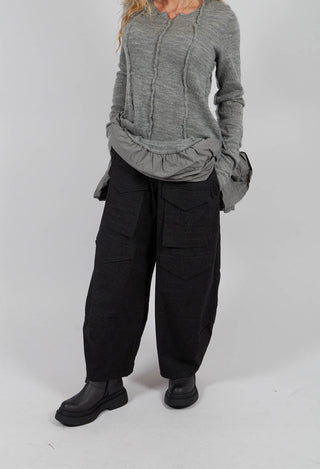 Balloon Leg Trousers in Black Stripe - 3410104