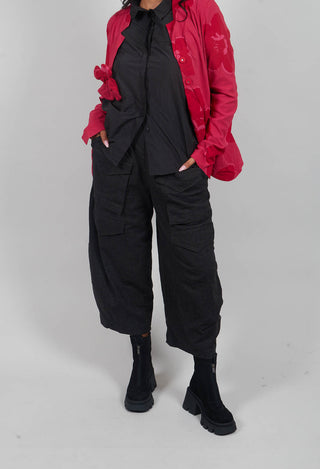 Balloon Leg Trousers in Black Stripe - 3410104