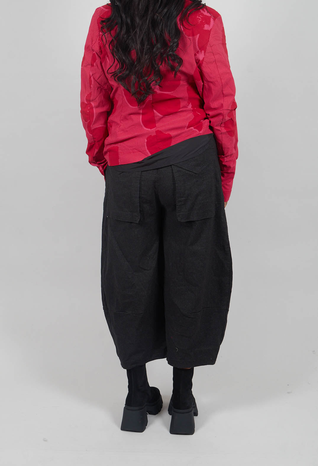 Balloon Leg Trousers in Black Stripe - 3410104