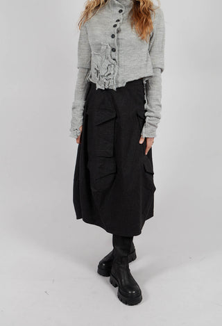 Balloon Hem Skirt in Black Stripe - 3410305