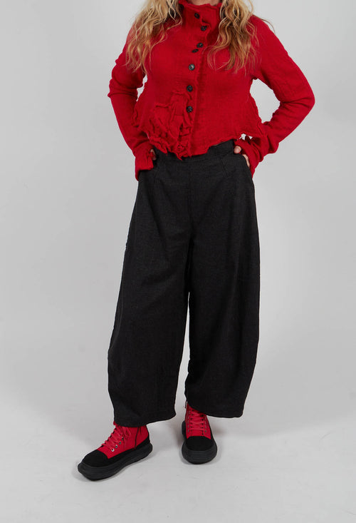 Wide Balloon Leg Trousers in Black Stripe - 3410107
