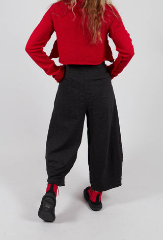 Wide Balloon Leg Trousers in Black Stripe - 3410107