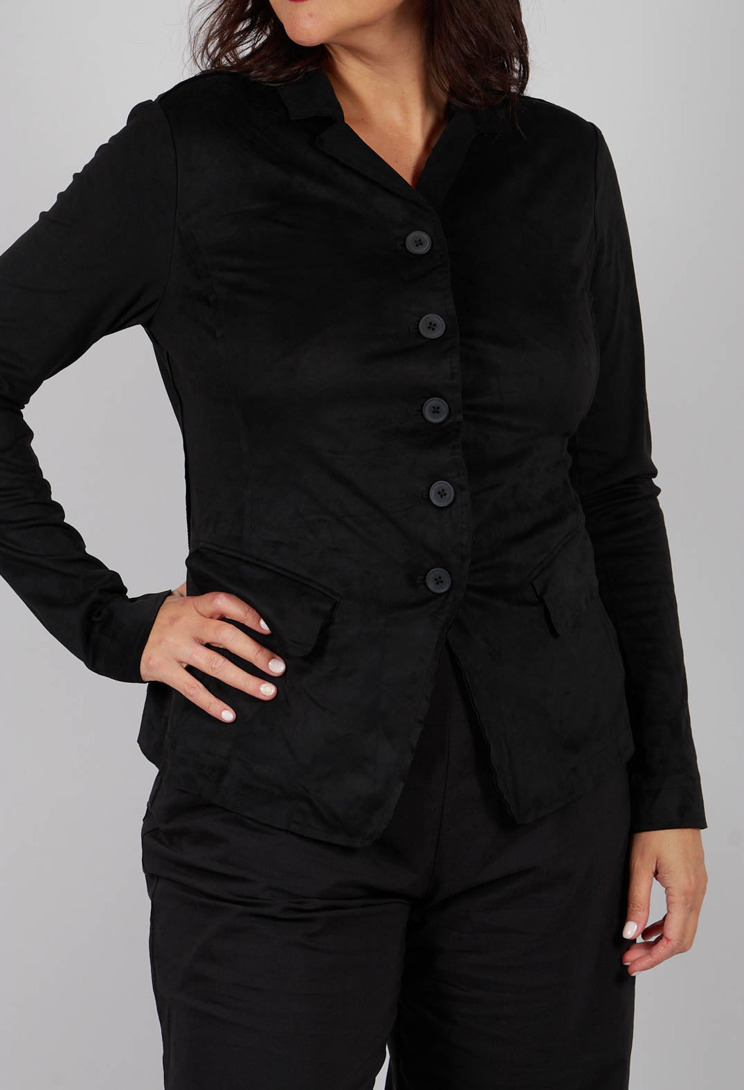 Button Through Jacket in Black - 3421106