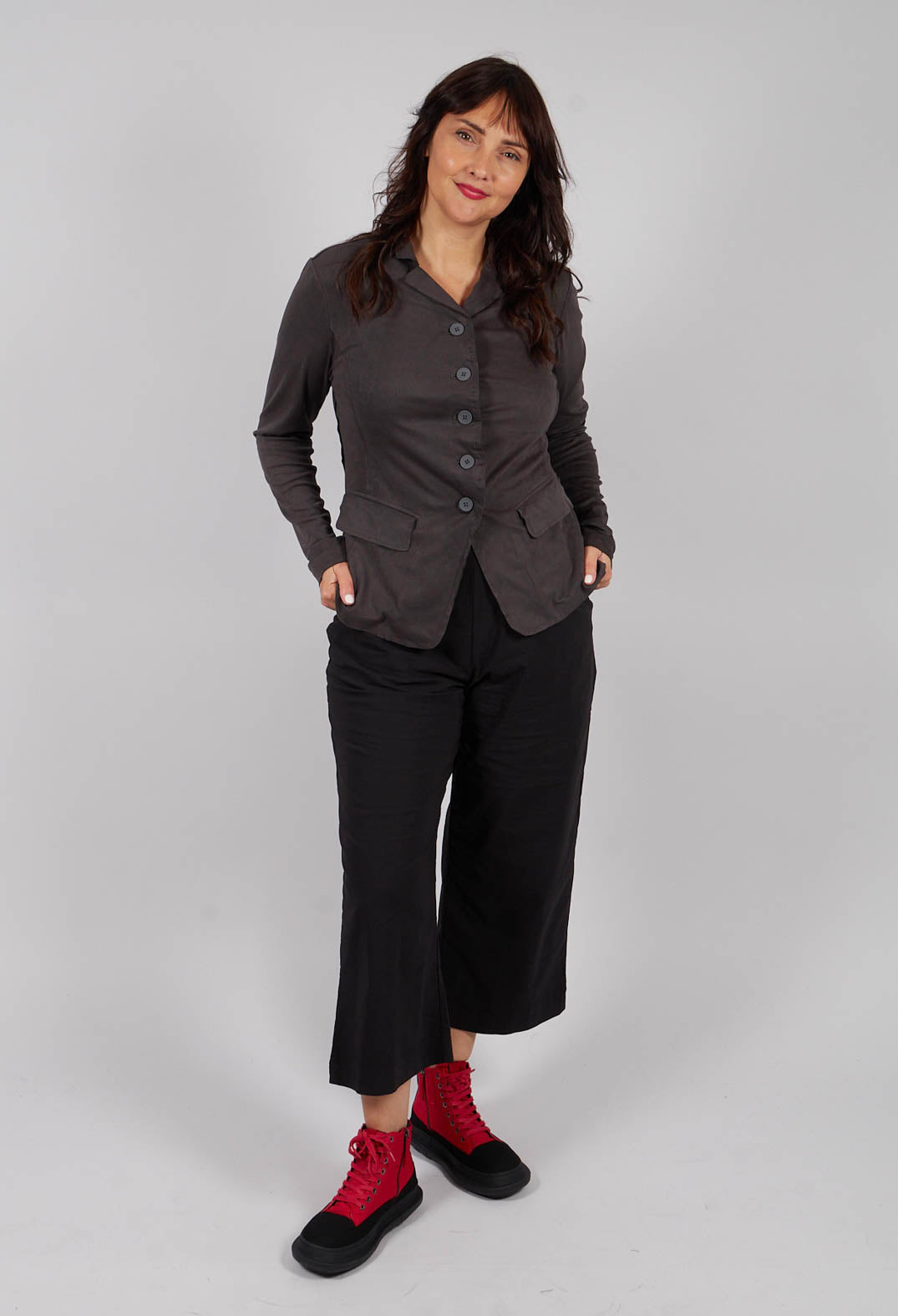 Button Through Jacket in Dark Grey - 3421106