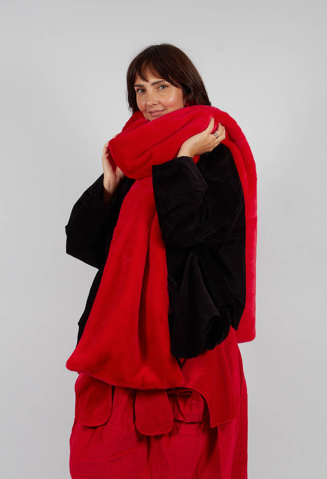 Faux Fur Oversized Scarf in Rose - 3431403