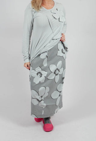 Longline Pencil Skirt in Dark Grey Print - 3440301