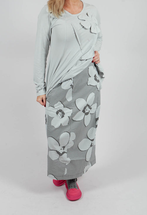 Longline Pencil Skirt in Dark Grey Print - 3440301