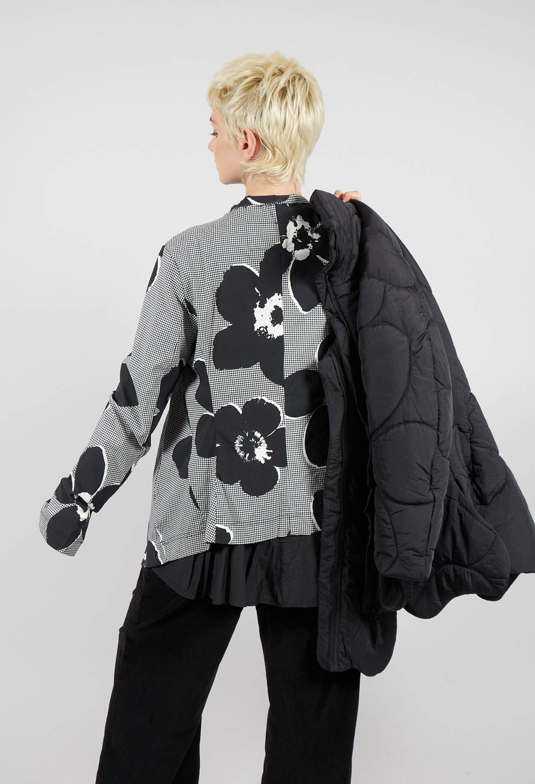 Fitted Jacket in Black Off White Print - 3441105