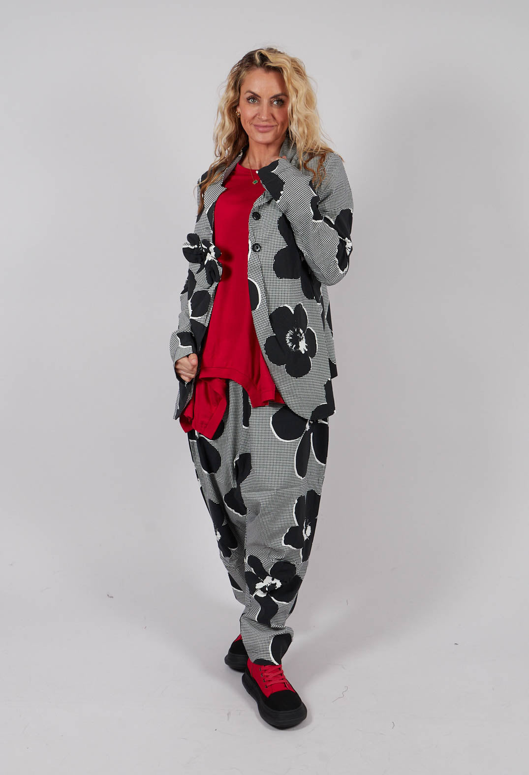Fitted Jacket in Black Off White Print - 3441105