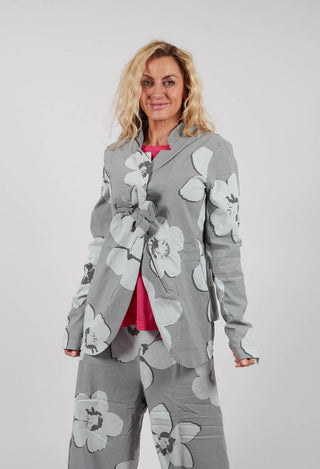 Fitted Jacket in Dark Grey Print- 3441105