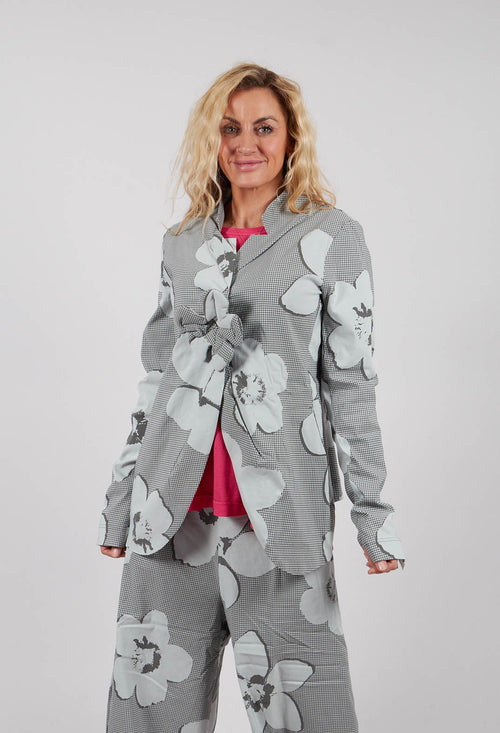 Fitted Jacket in Dark Grey Print- 3441105