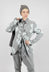 Fitted Jacket in Dark Grey Print- 3441105