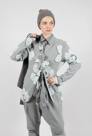 Fitted Jacket in Dark Grey Print- 3441105