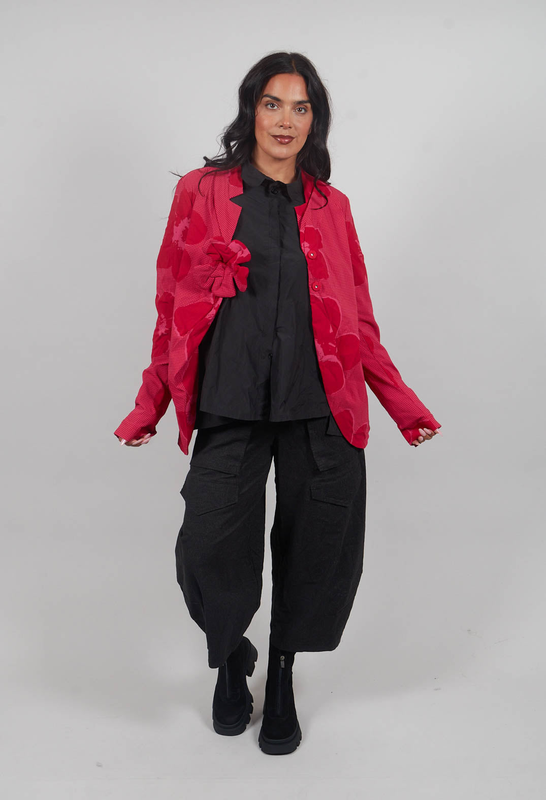 Fitted Jacket in Rose Print- 3441105