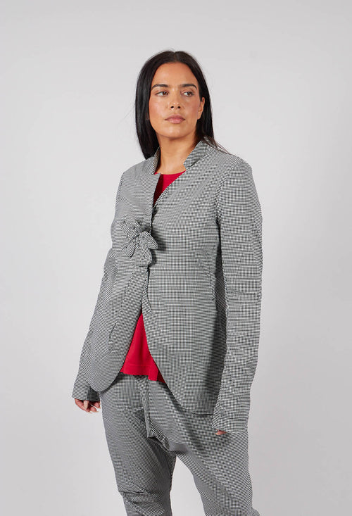 Fitted Jacket in Black Off White Check - 3441125
