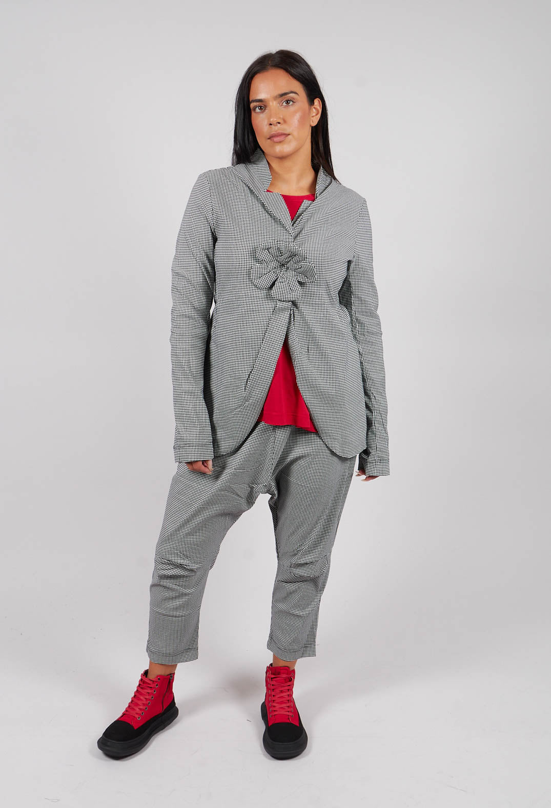 Fitted Jacket in Black Off White Check - 3441125