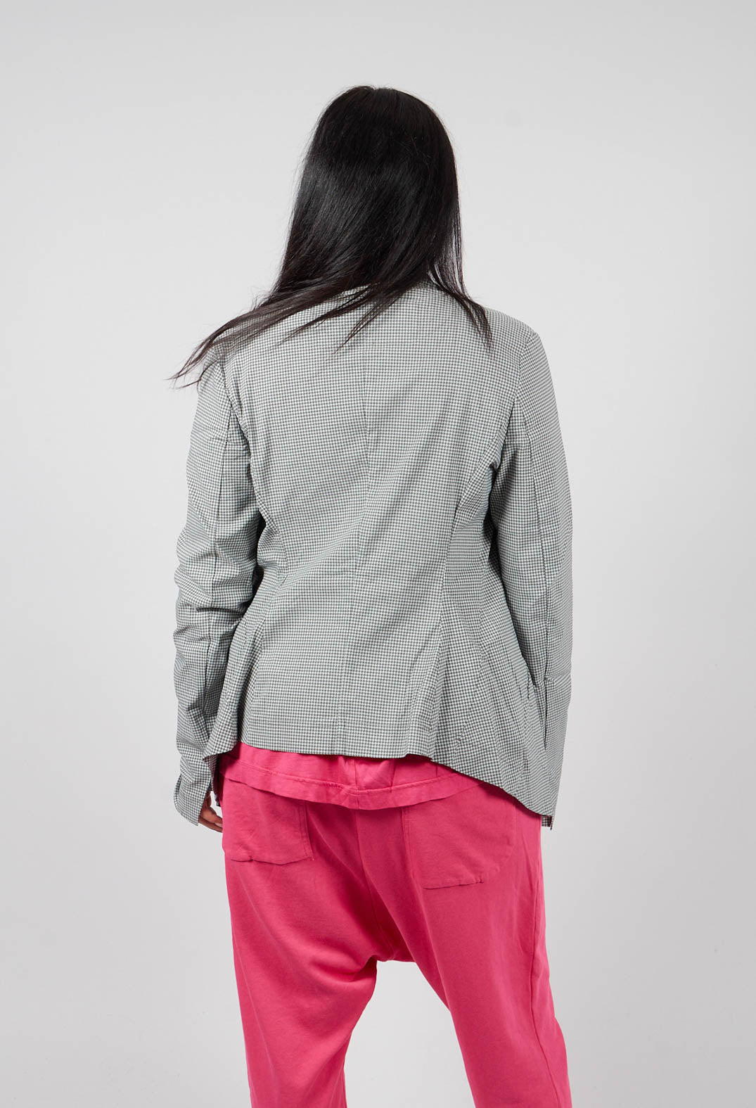 Fitted Jacket in Dark Grey Check - 3441125