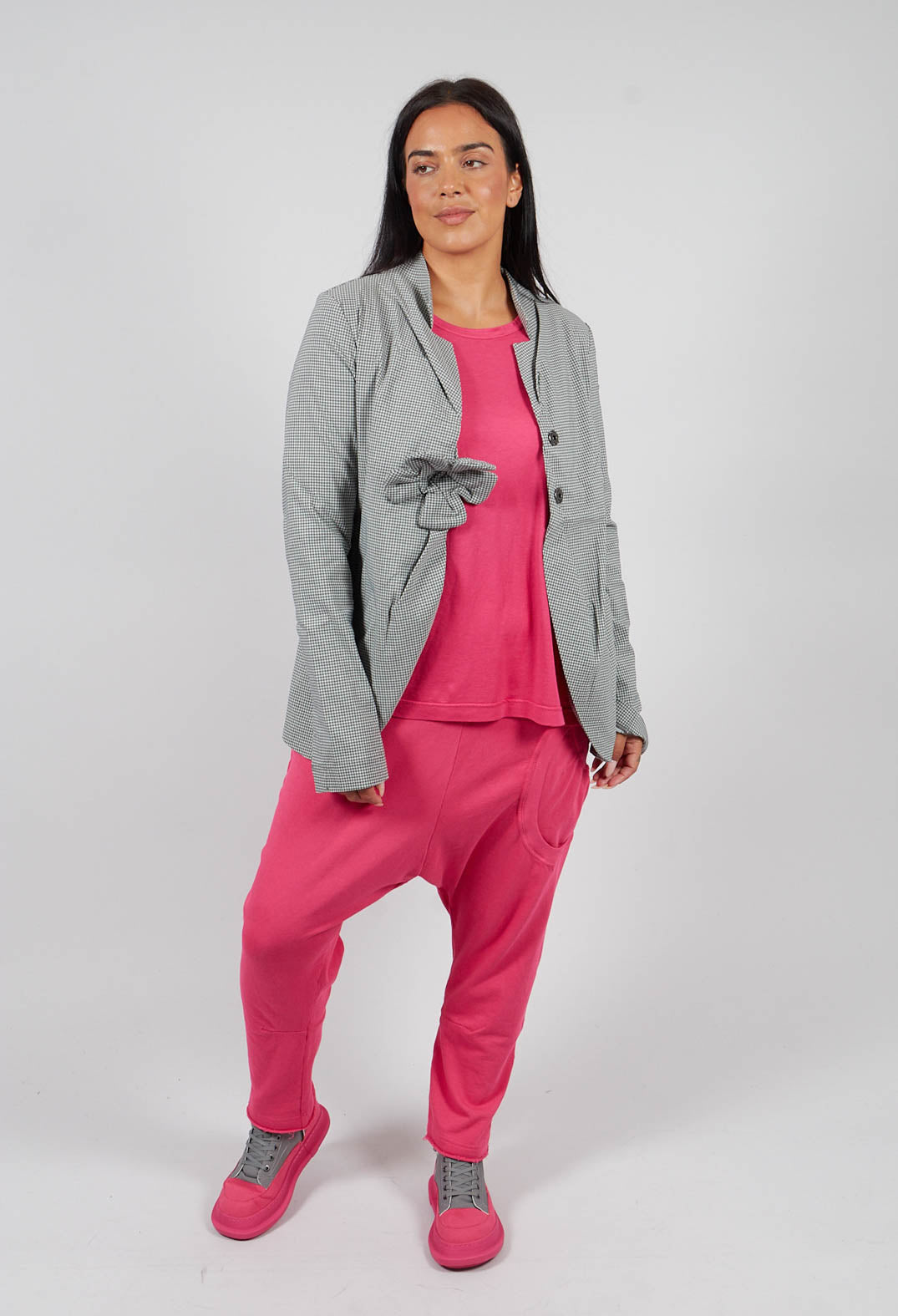 Fitted Jacket in Dark Grey Check - 3441125