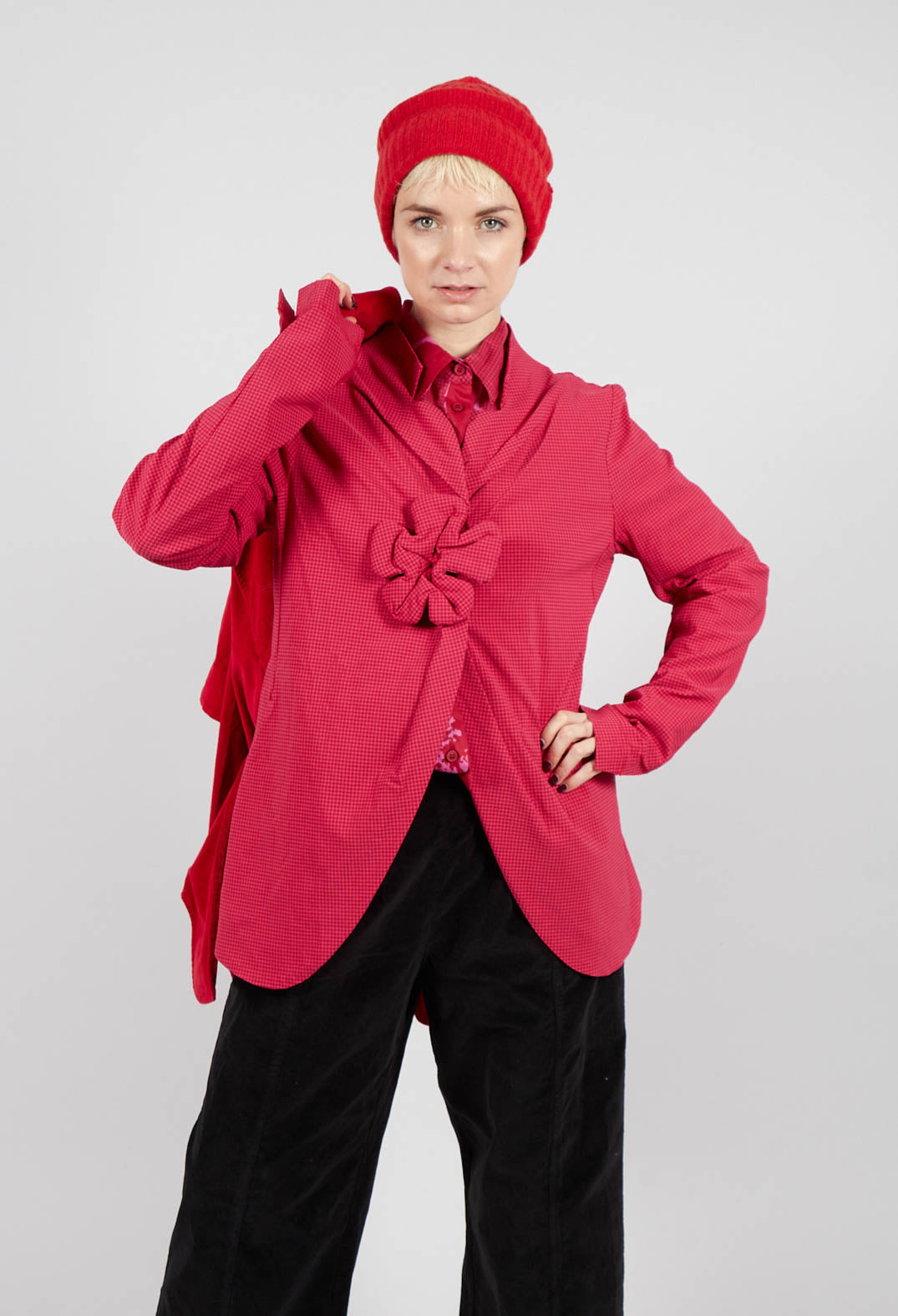Fitted Jacket in Rose Check - 3441125