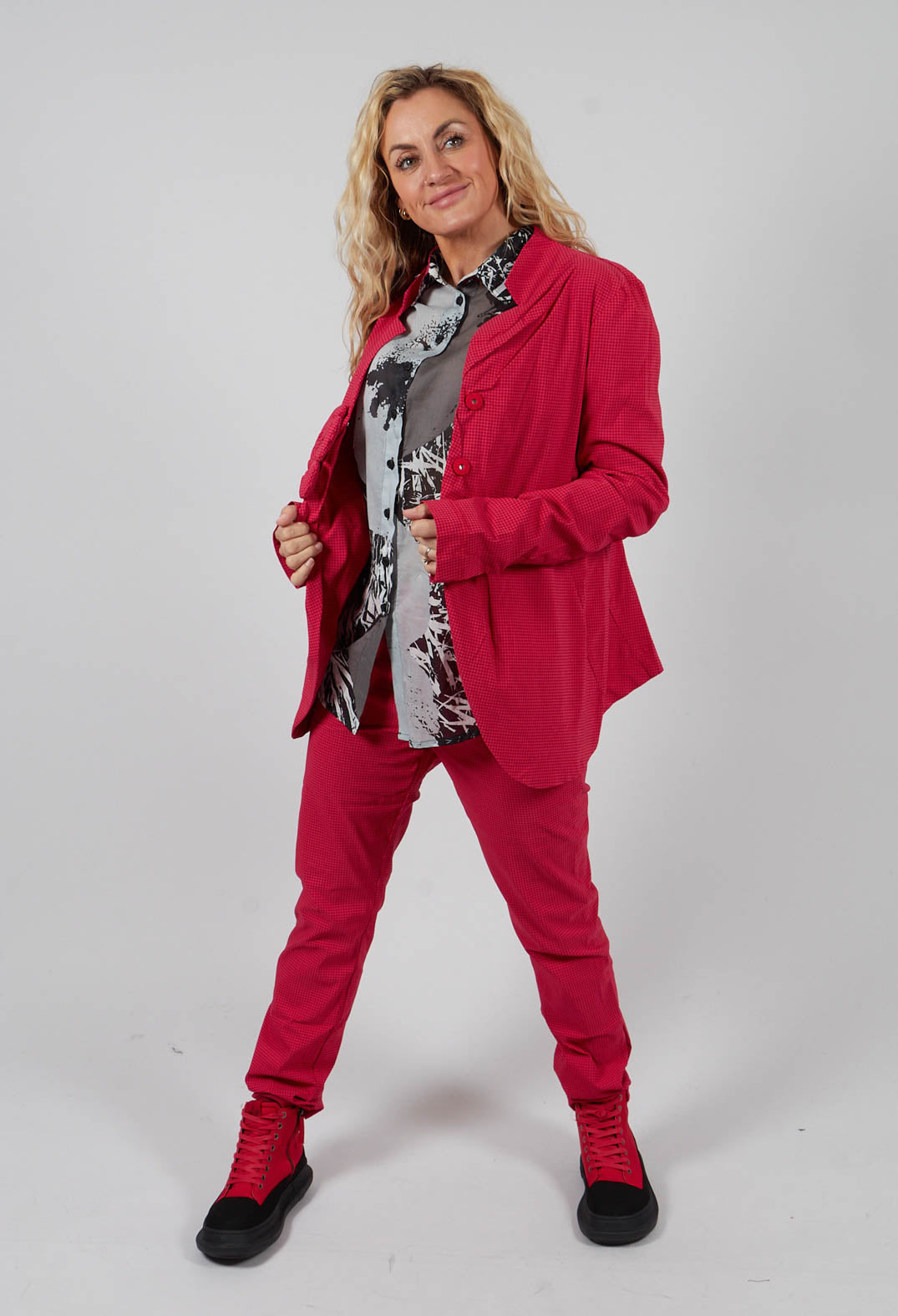 Fitted Jacket in Rose Check - 3441125