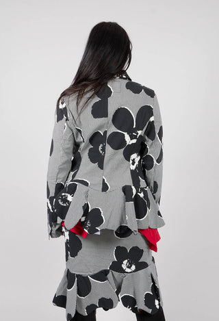Peplum Hem Jacket in Black Off White Print - 3441107