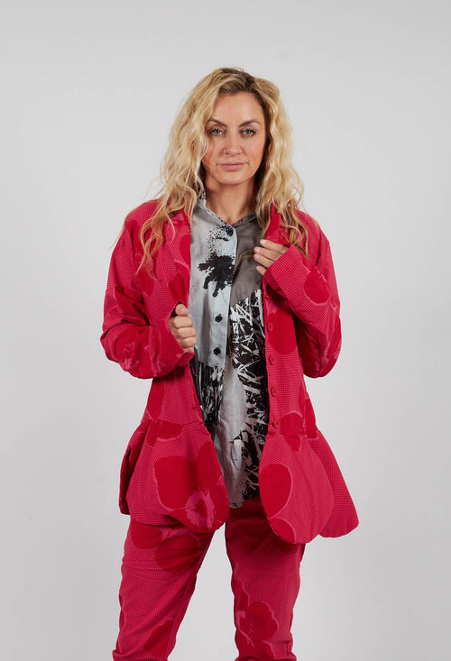 Peplum Hem Jacket in Rose Print - 3441107