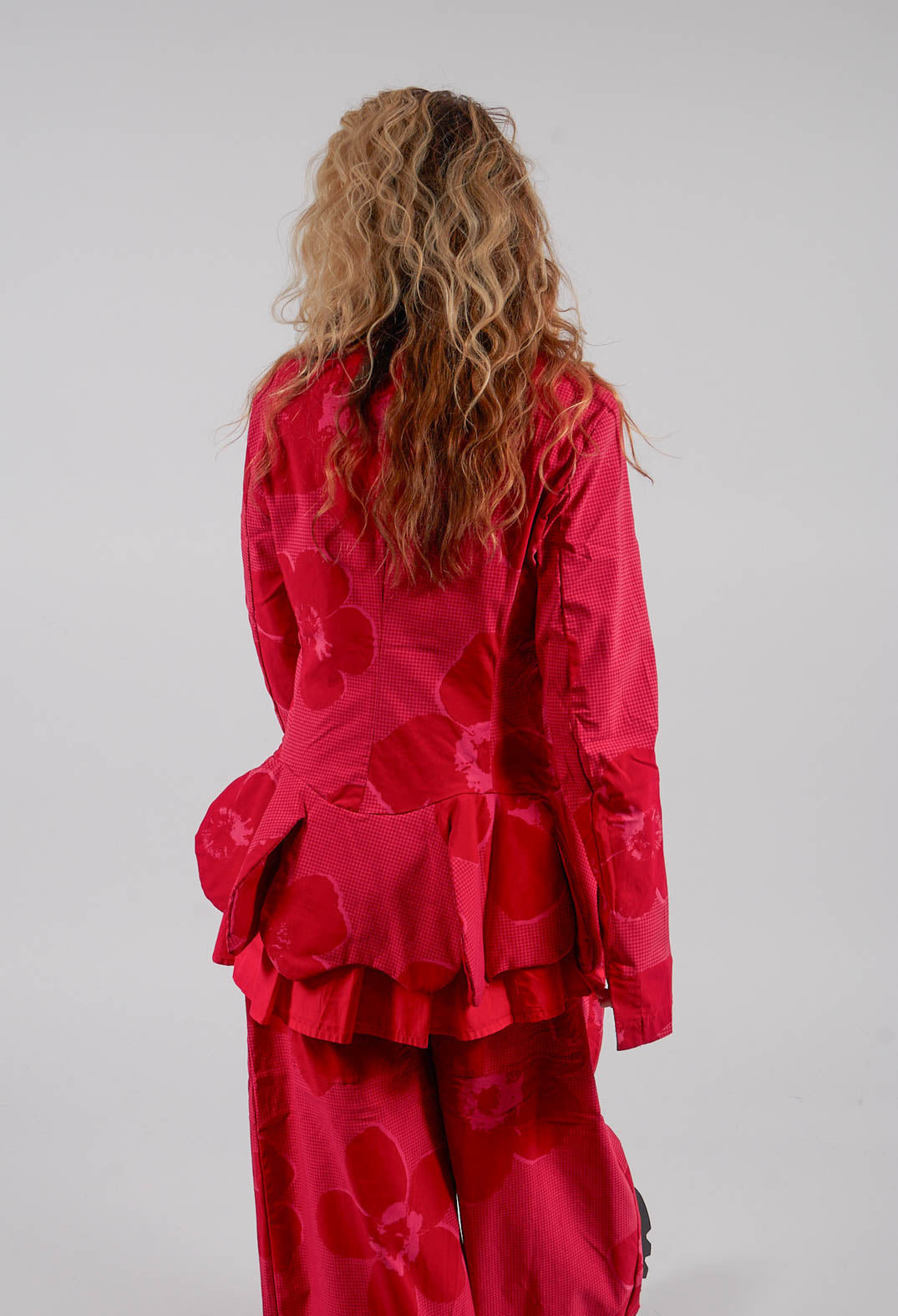 Peplum Hem Jacket in Rose Print - 3441107