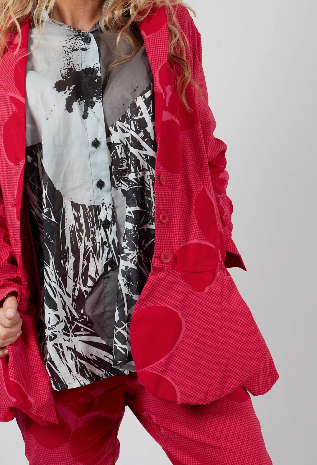 Peplum Hem Jacket in Rose Print - 3441107