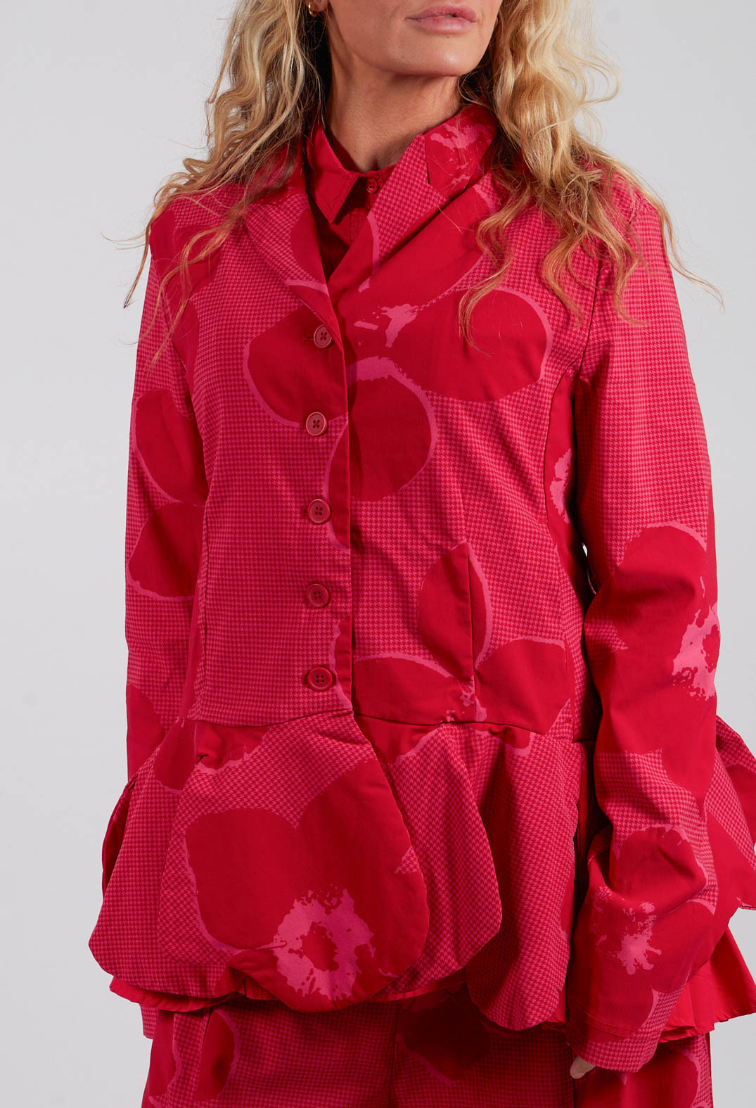 Peplum Hem Jacket in Rose Print - 3441107