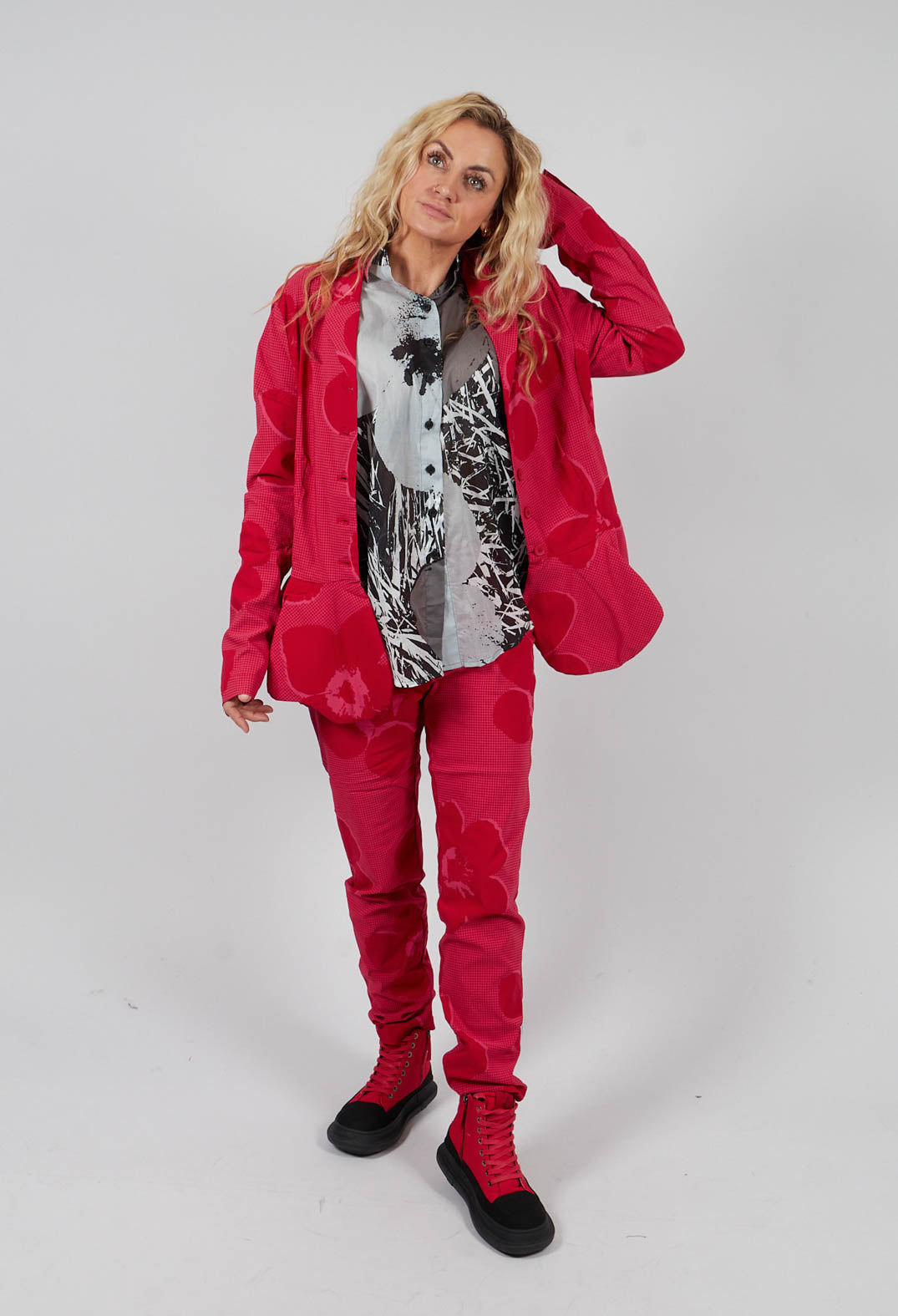 Peplum Hem Jacket in Rose Print - 3441107