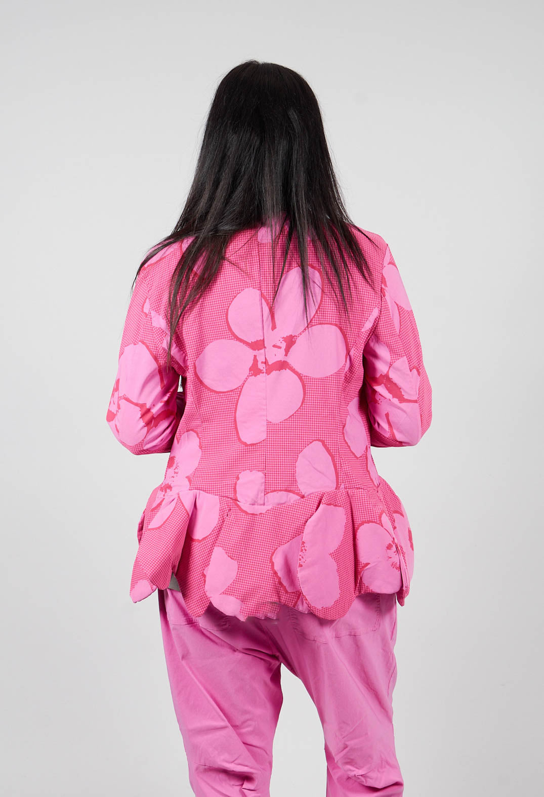 Peplum Hem Jacket in Rose Print - 3441107