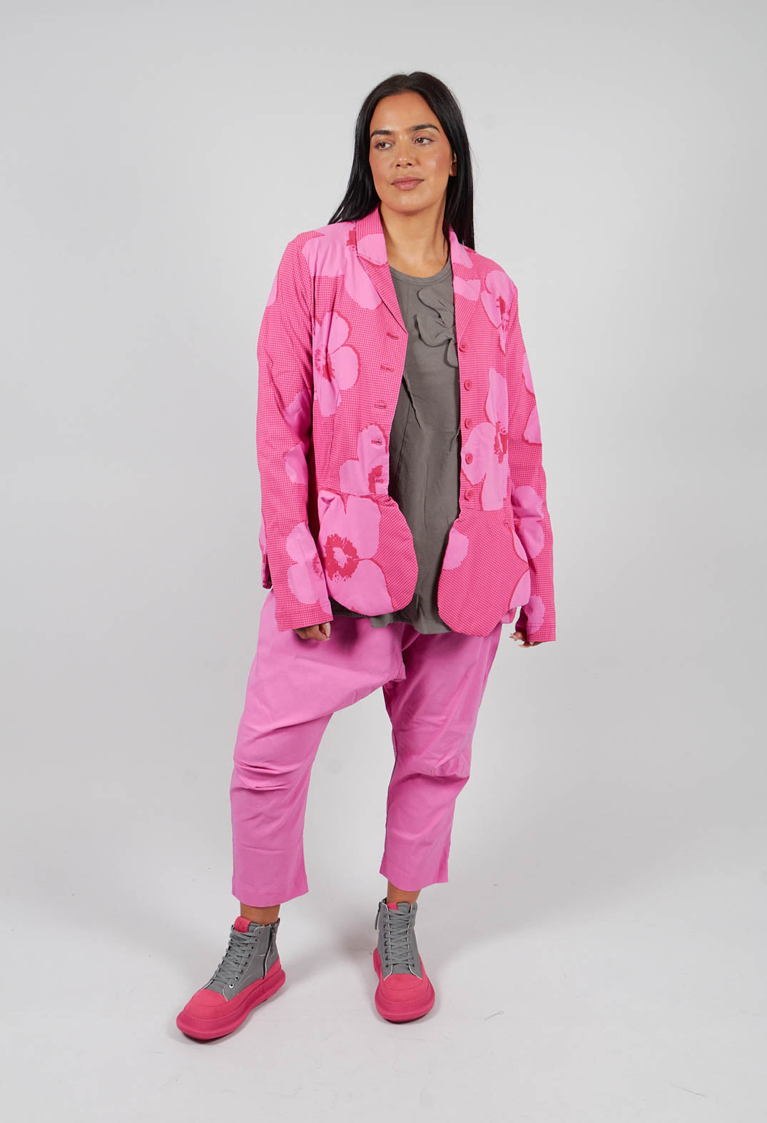 Peplum Hem Jacket in Rose Print - 3441107