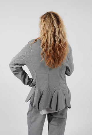 Peplum Hem Jacket in Black Off White Check - 3441127