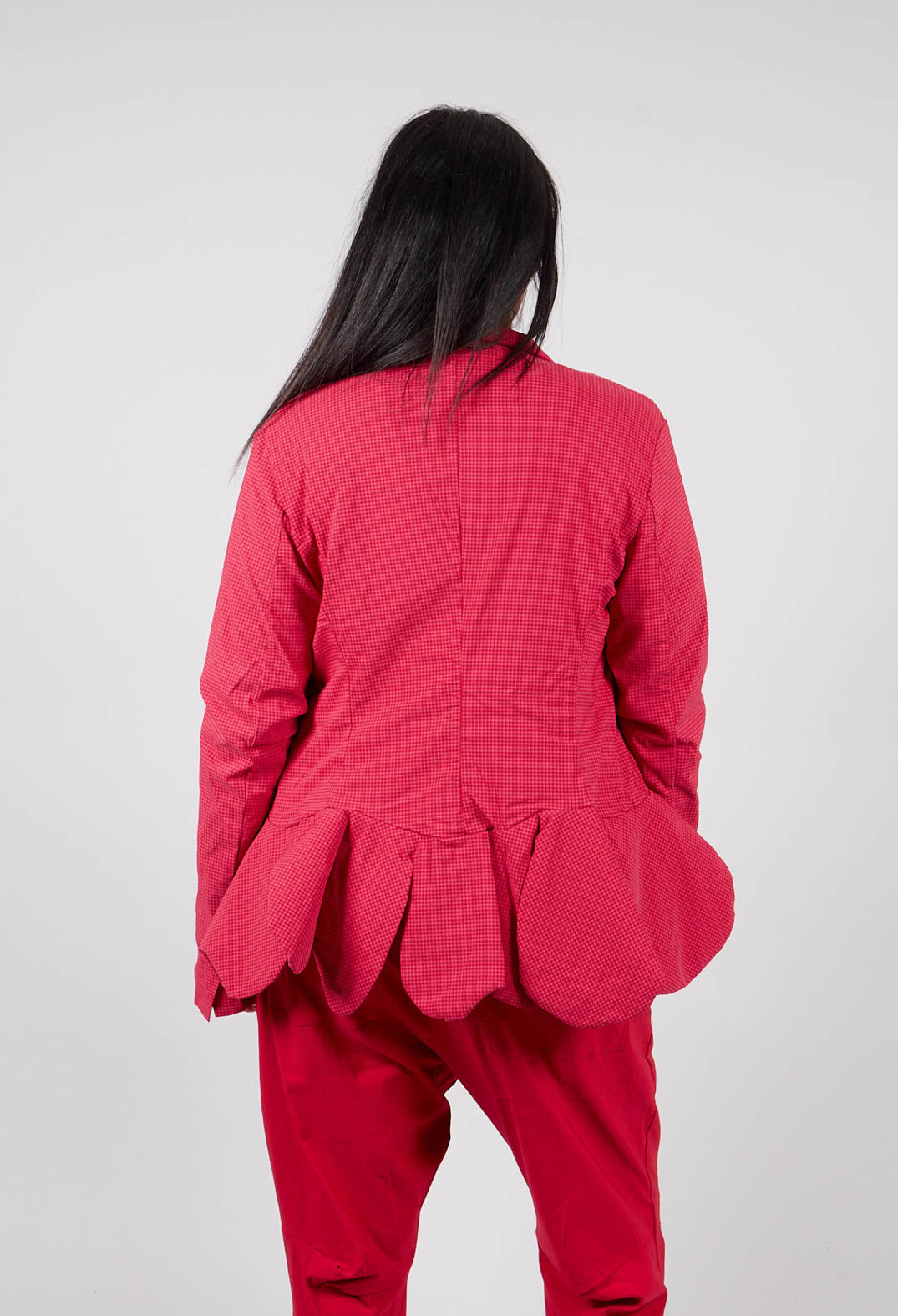 Peplum Hem Jacket in Rose Check - 3441127